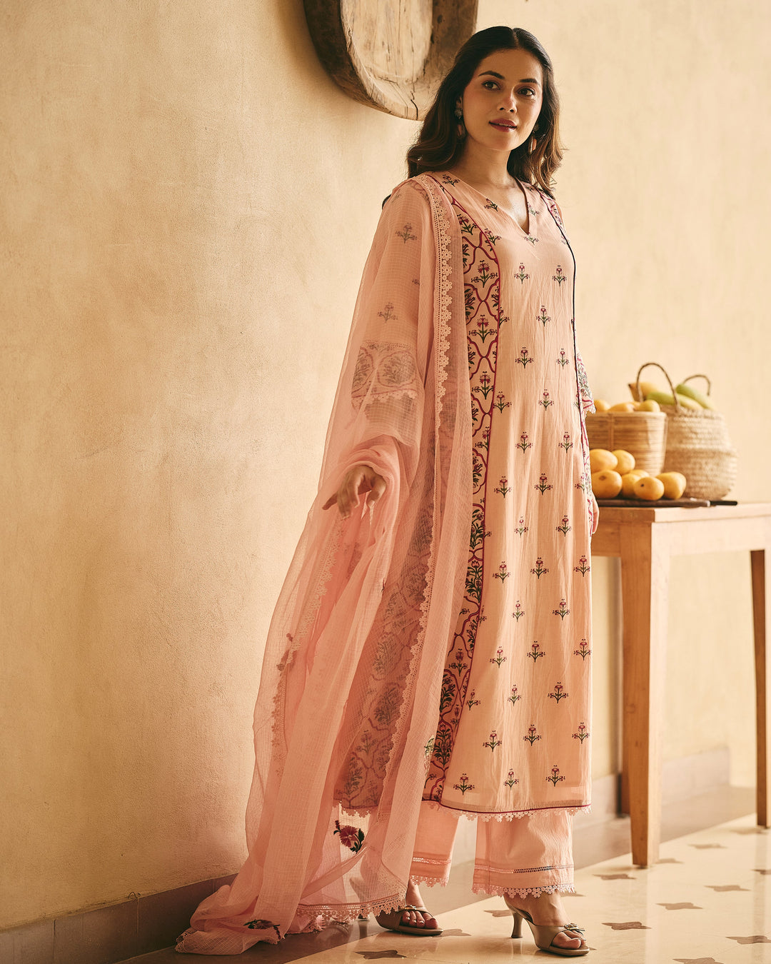 Manya Powder Pink Cotton Printed Suit Set
