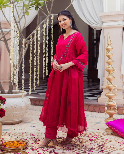Sheer Pink Embroidered Doria Suit Set