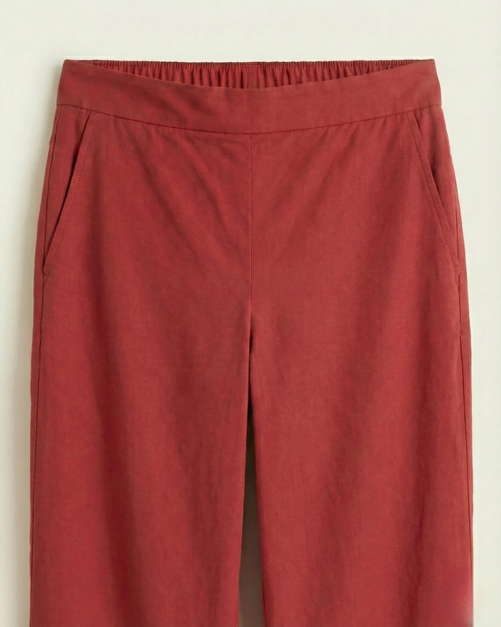 Maria Red Cotton Straight Pants
