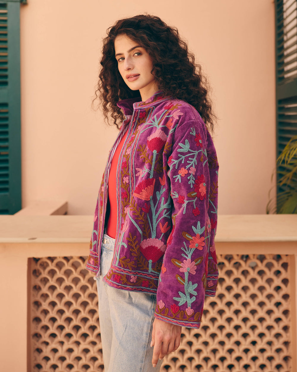 Liloura Purple Velvet Suzani Jacket