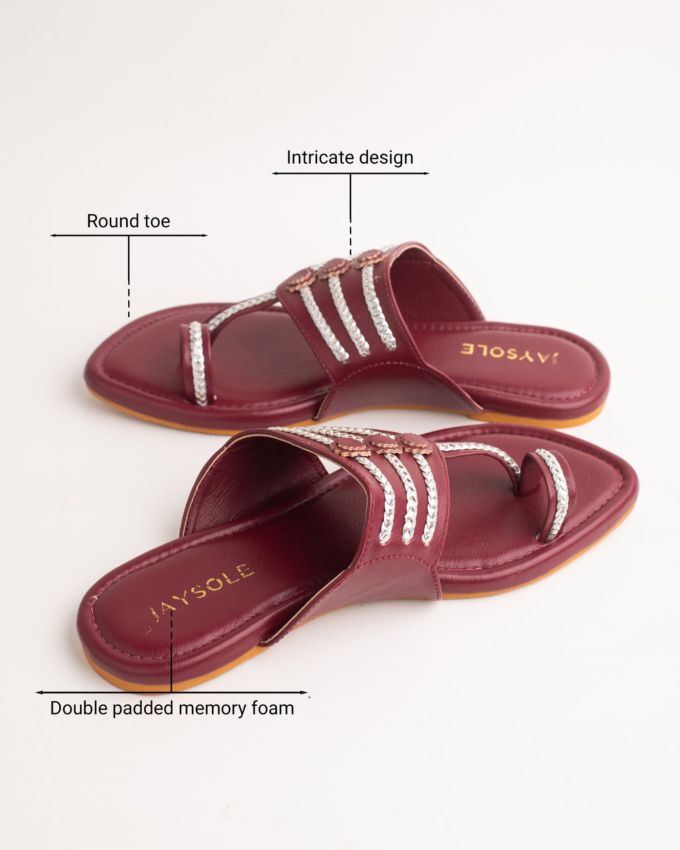 Noor Maroon Kolha Flats 