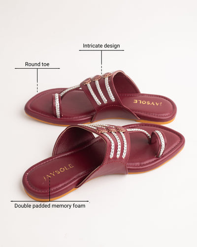 Noor Maroon Kolha Flats 