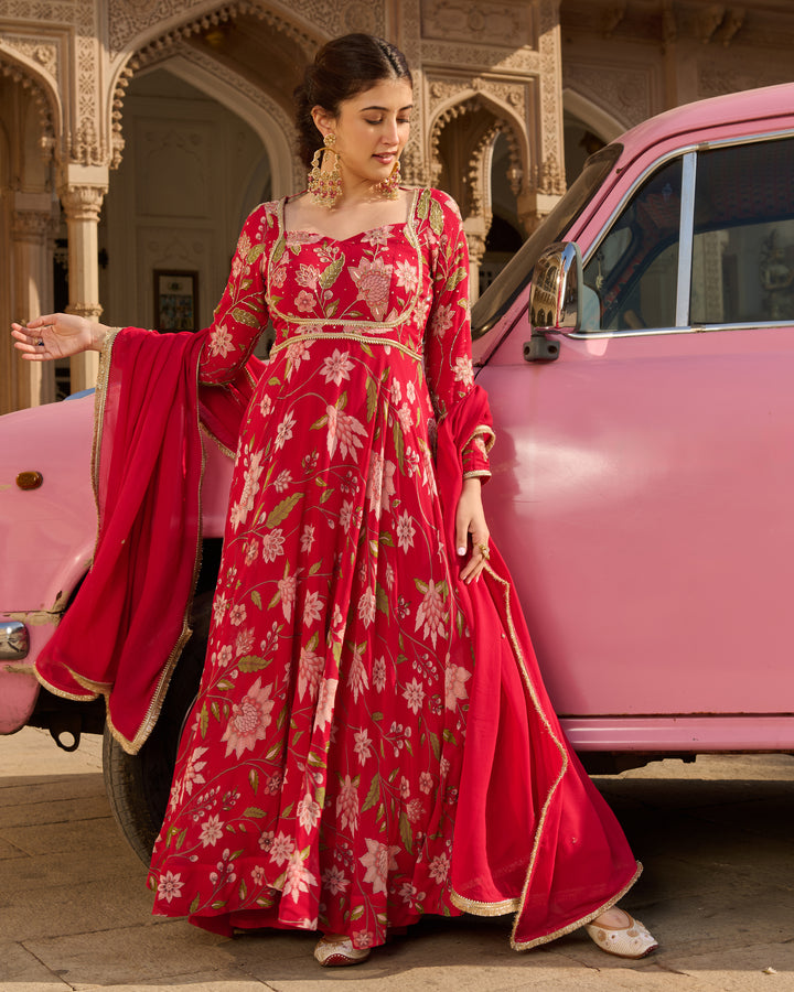 Kashish Pink Printed Georgette Suit Set