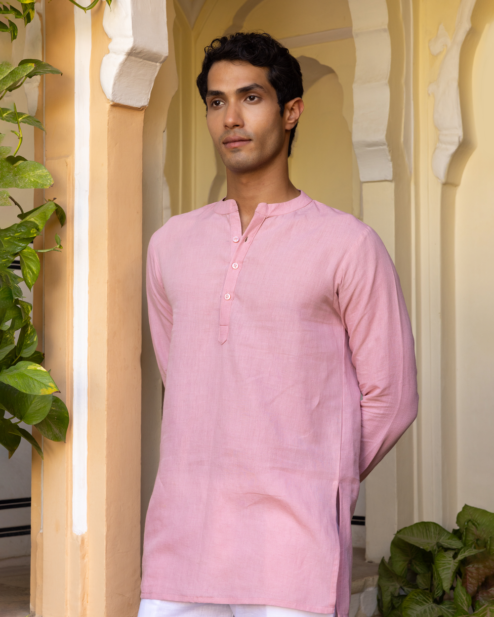 Neel Nude Pink Solid Cotton Flex Kurta
