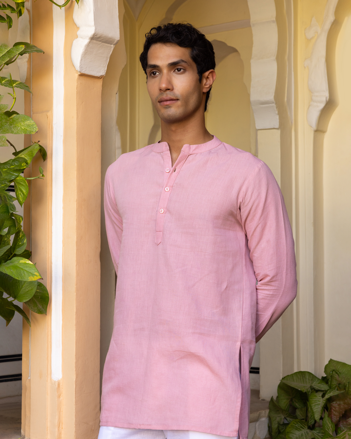 Neel Nude Pink Solid Cotton Flex Kurta
