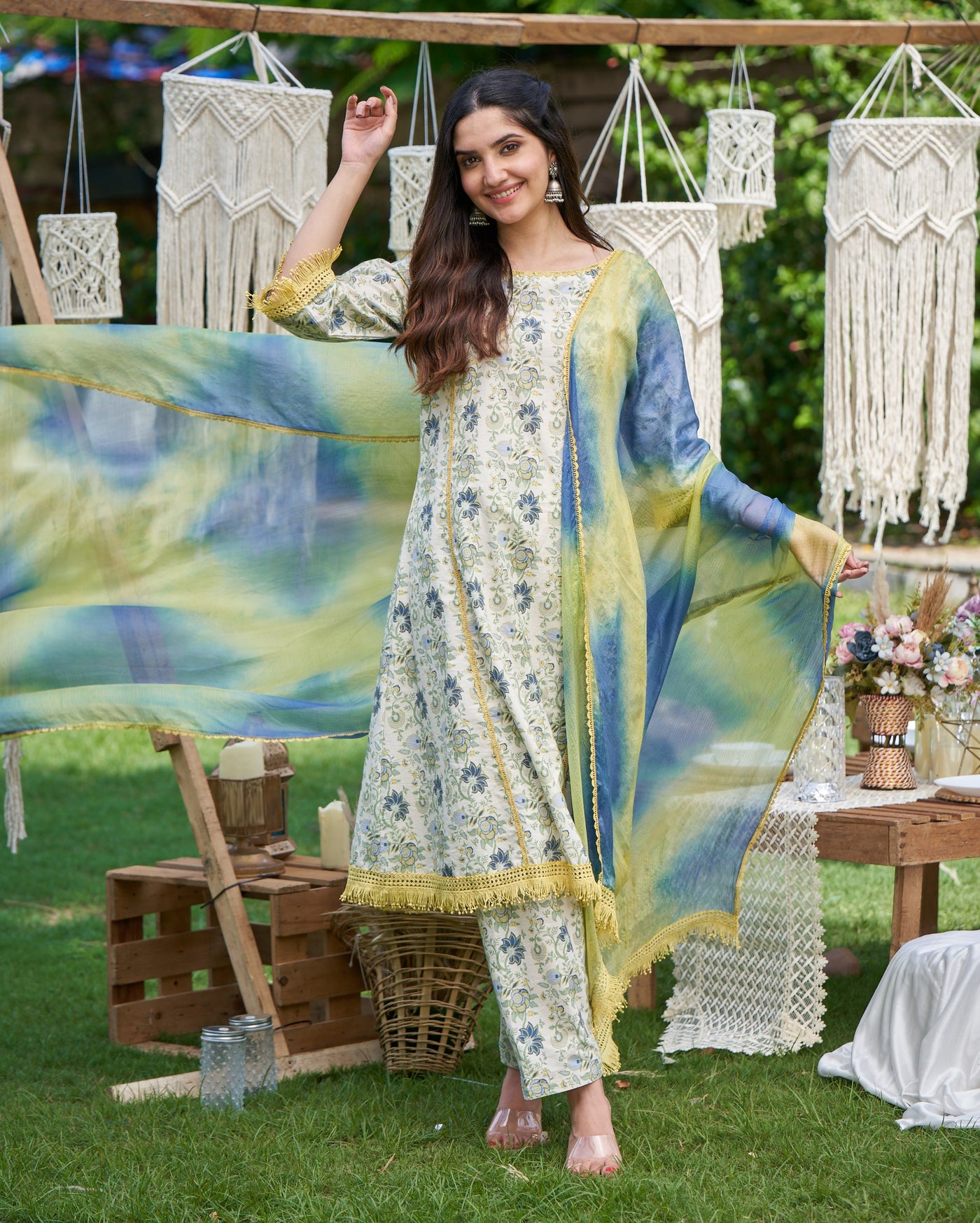 Dityaa Mint Printed Cotton Suit Set