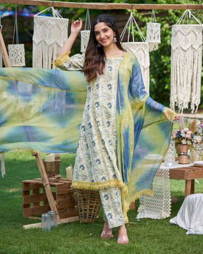 Dityaa Mint Printed Cotton Suit Set