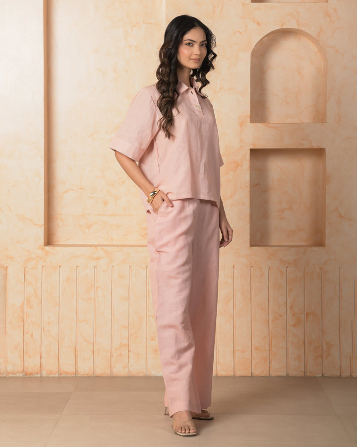 Pia Pink Solid Cotton Flex Coord Set