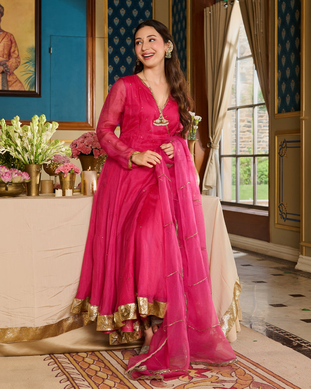 Roshvika Pink Embroidered Doria Suit Set