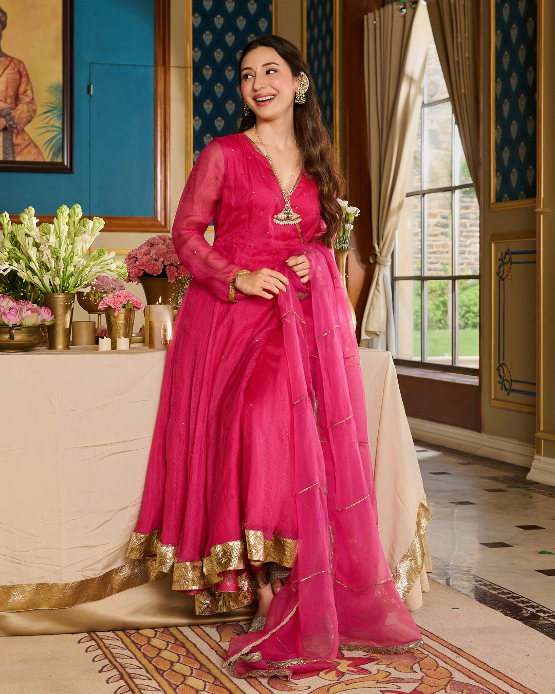 Roshvika Pink Embroidered Doria Suit Set