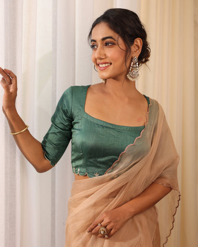 Meghna Green Silk Embroidered Blouse
