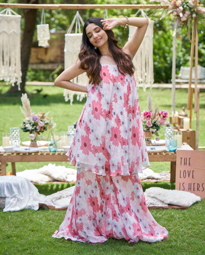 Nitara Rust Printed Silk Coord Set 