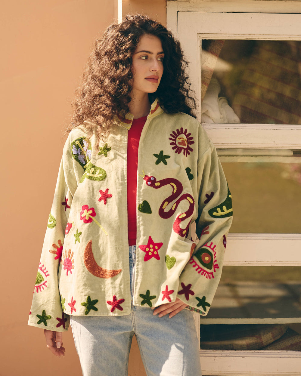 Herbelle Sage Velvet Suzani Jacket