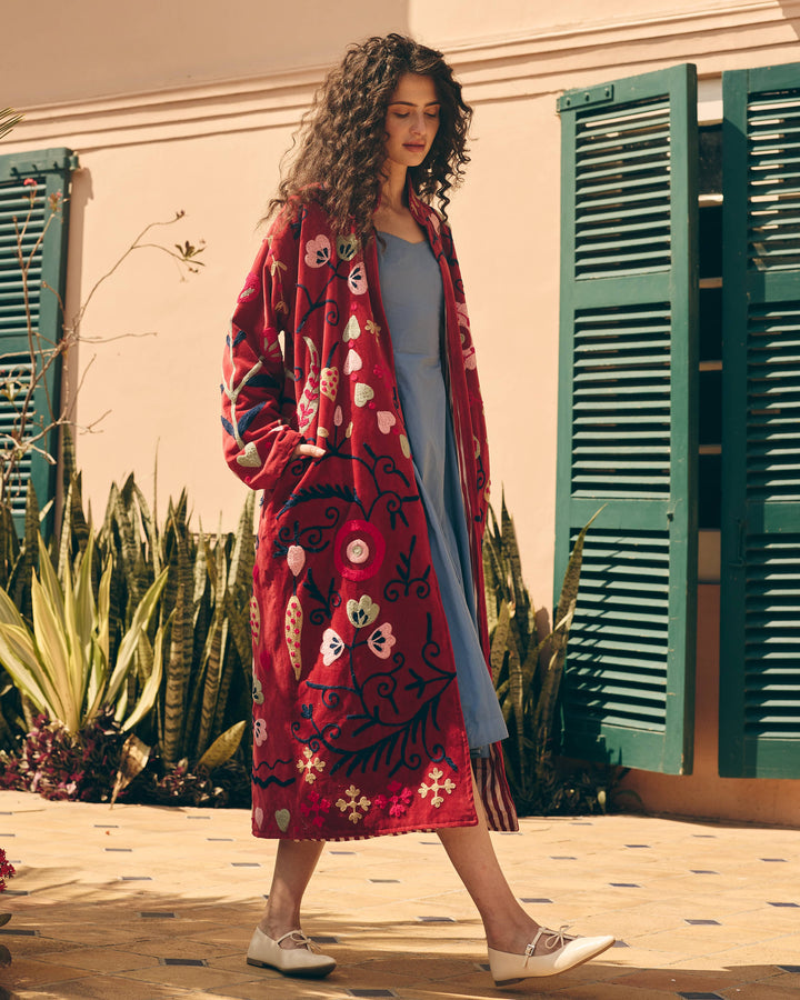 Scarlette Red Velvet Suzani Jacket