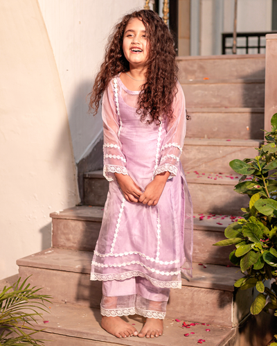 Pastel Poise Lavender Organza Kurta Set