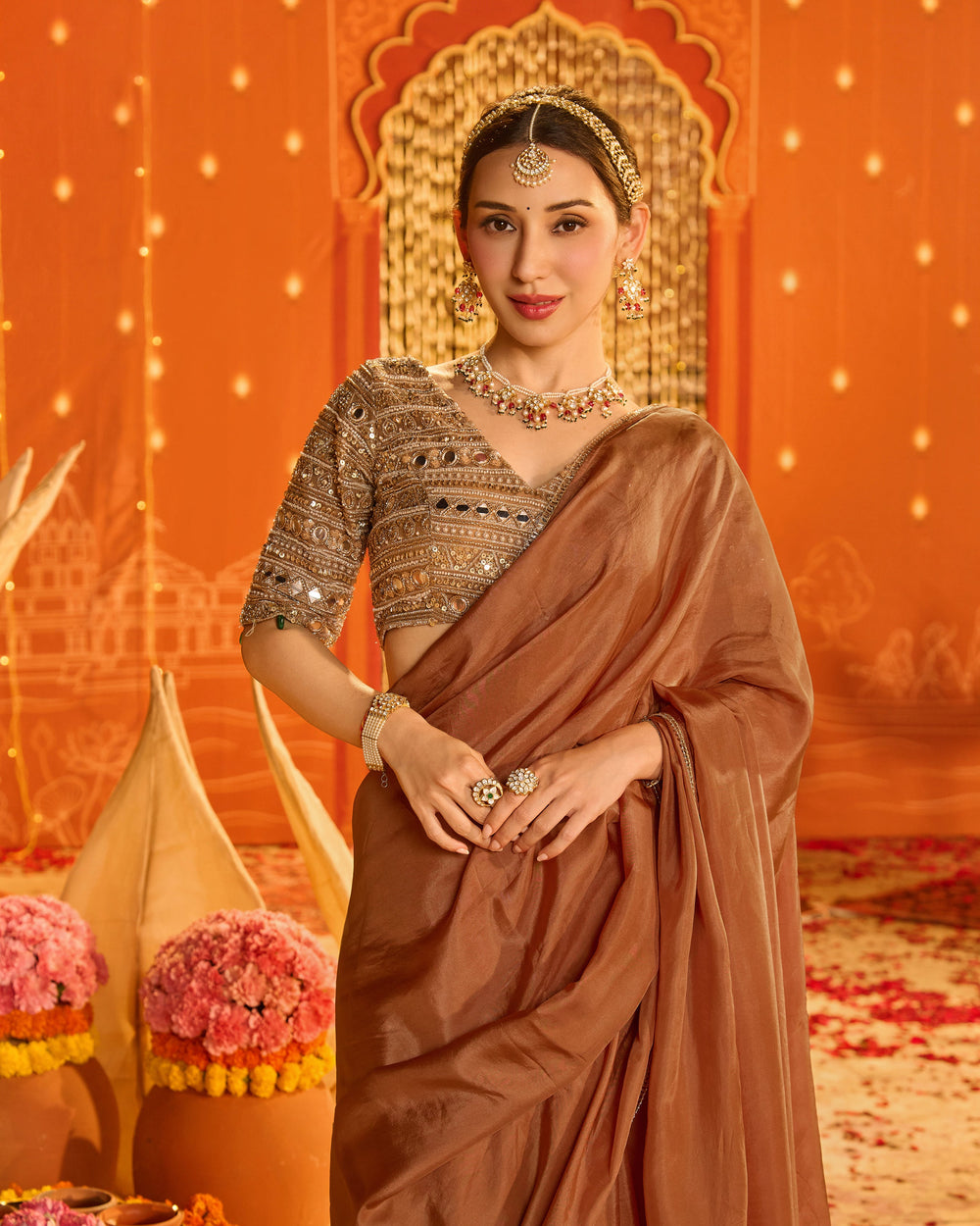 Lakshmika Brown Silk Saree