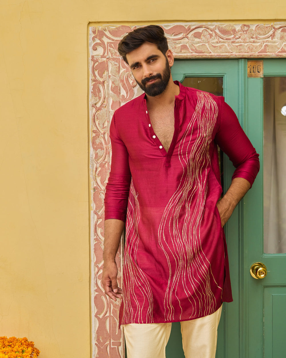 Sivet Plum Chanderi Embroidered Kurta