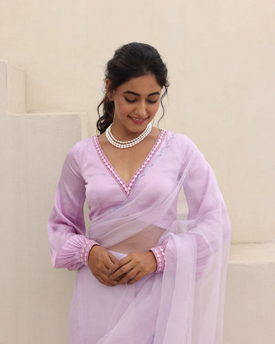 Bhavya Lavender Satin Blouse