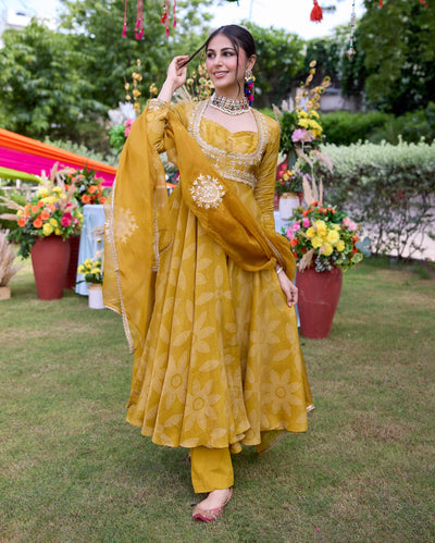 Teela Mustard Bandhani Nylon Organza Dupatta