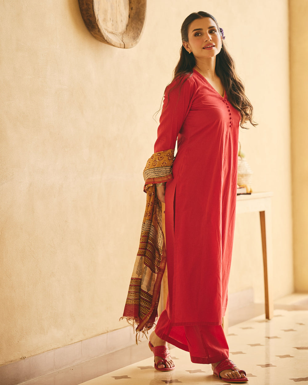 Ritika Maroon Cotton Printed Suit Set