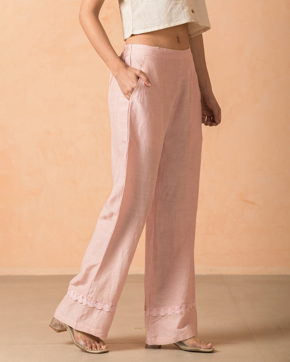 Veyra Pink Flex Solid Straight Pants