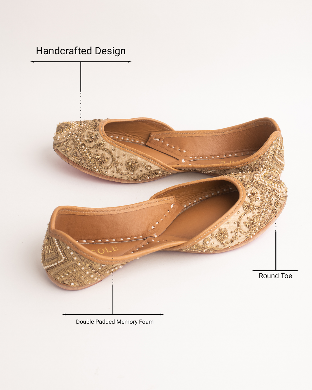 Mehru Beige Handcrafted Jutti