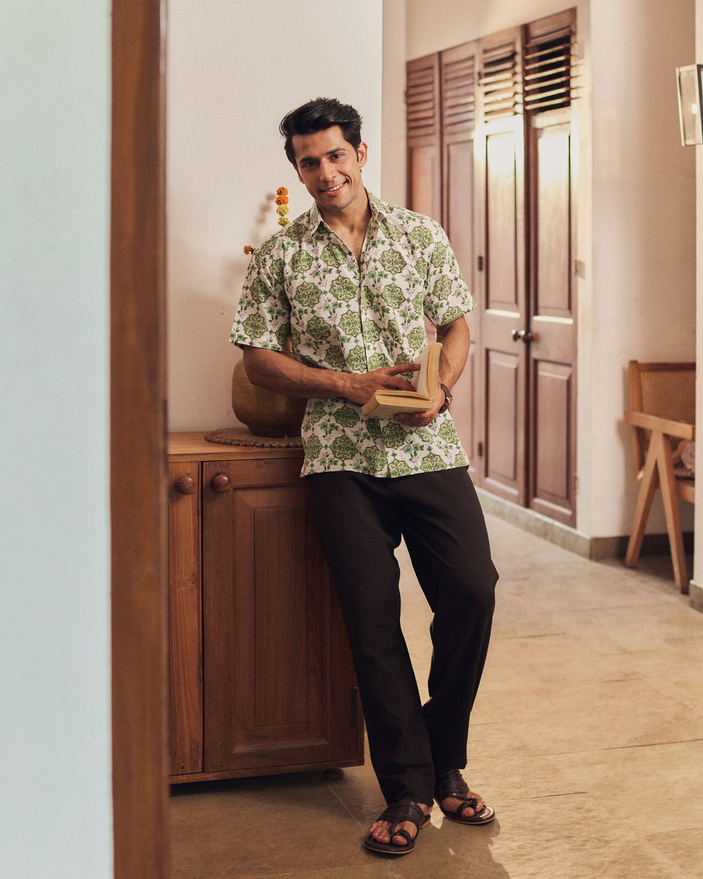 Viren White Printed Cotton Shirt