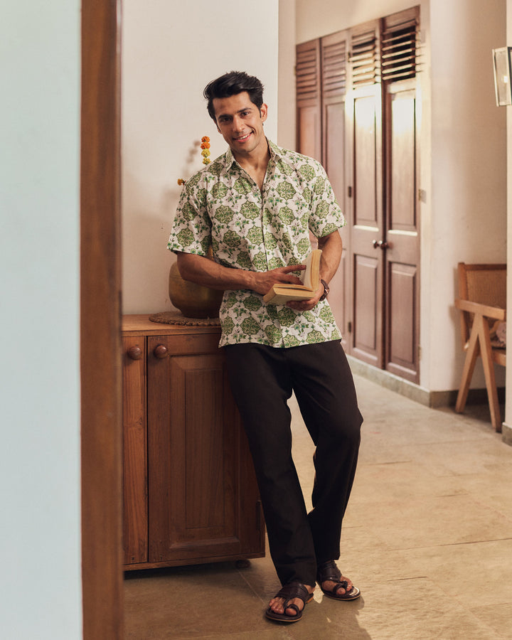 Viren White Printed Cotton Shirt