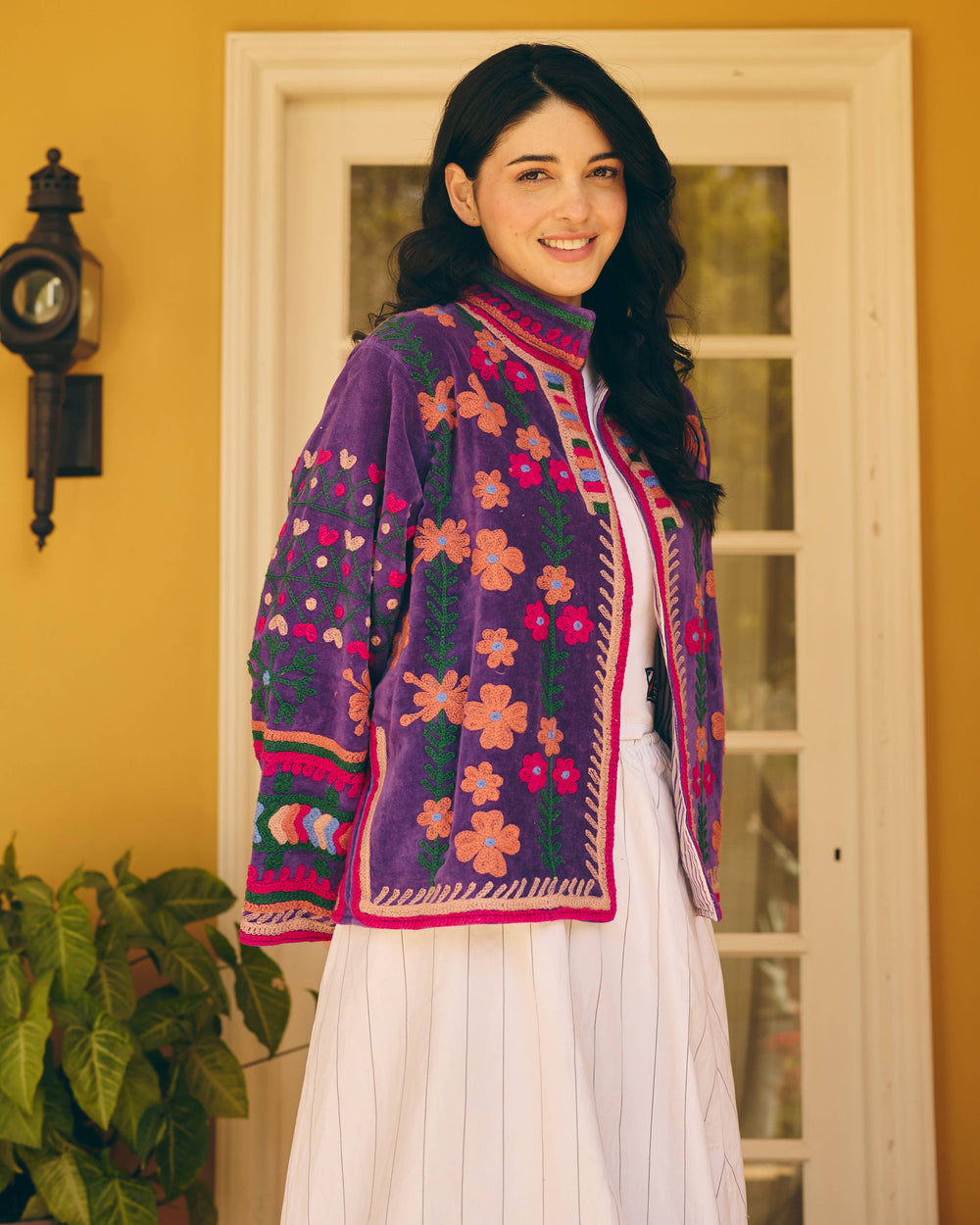 Amorette Purple Velvet Suzani Jacket