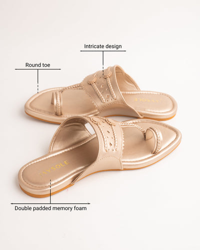 Jashn Rosegold Solid Kolha Flats 