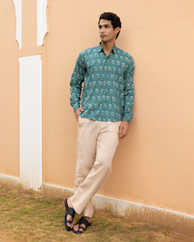 Eshaan Sage Bandhani Cotton Shirt