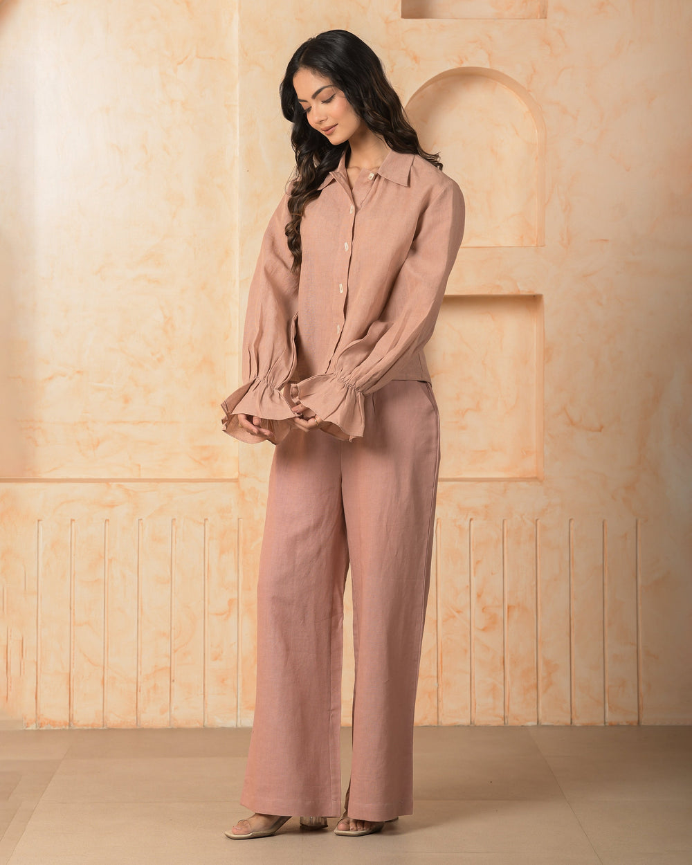 Carnelian Pink Solid Cotton Flex Coord Set