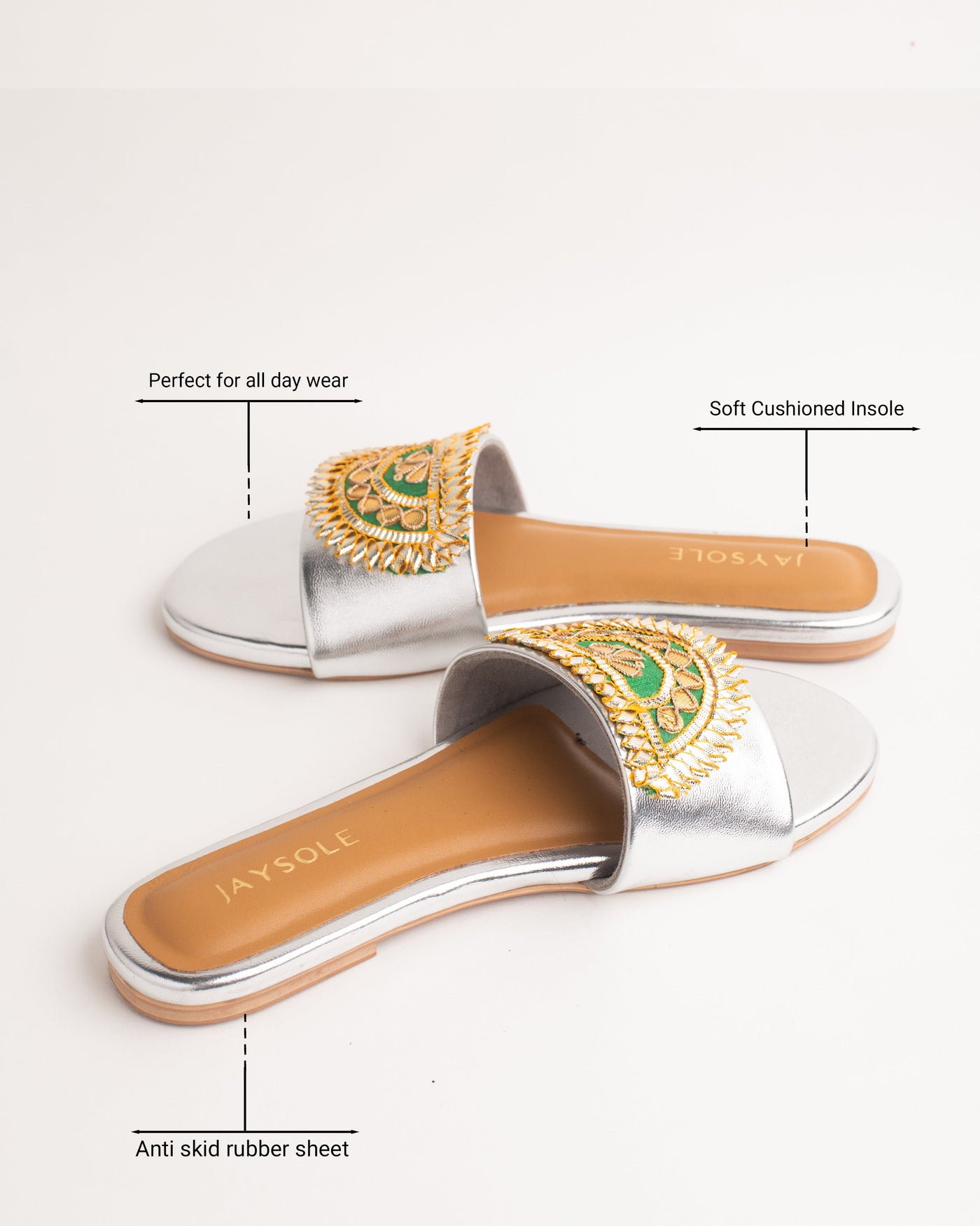 Aabroo Silver Gota Flats