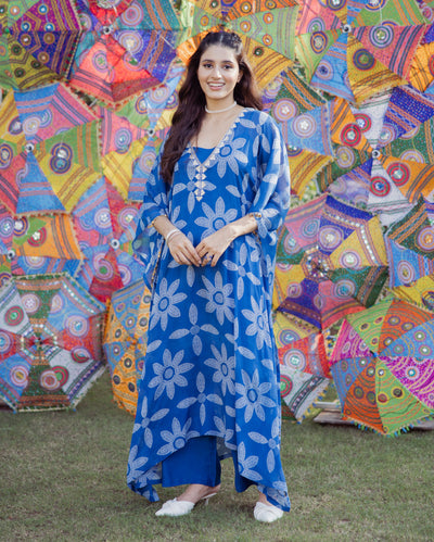 Diksha Blue Bandhani Chinon Kurta Set