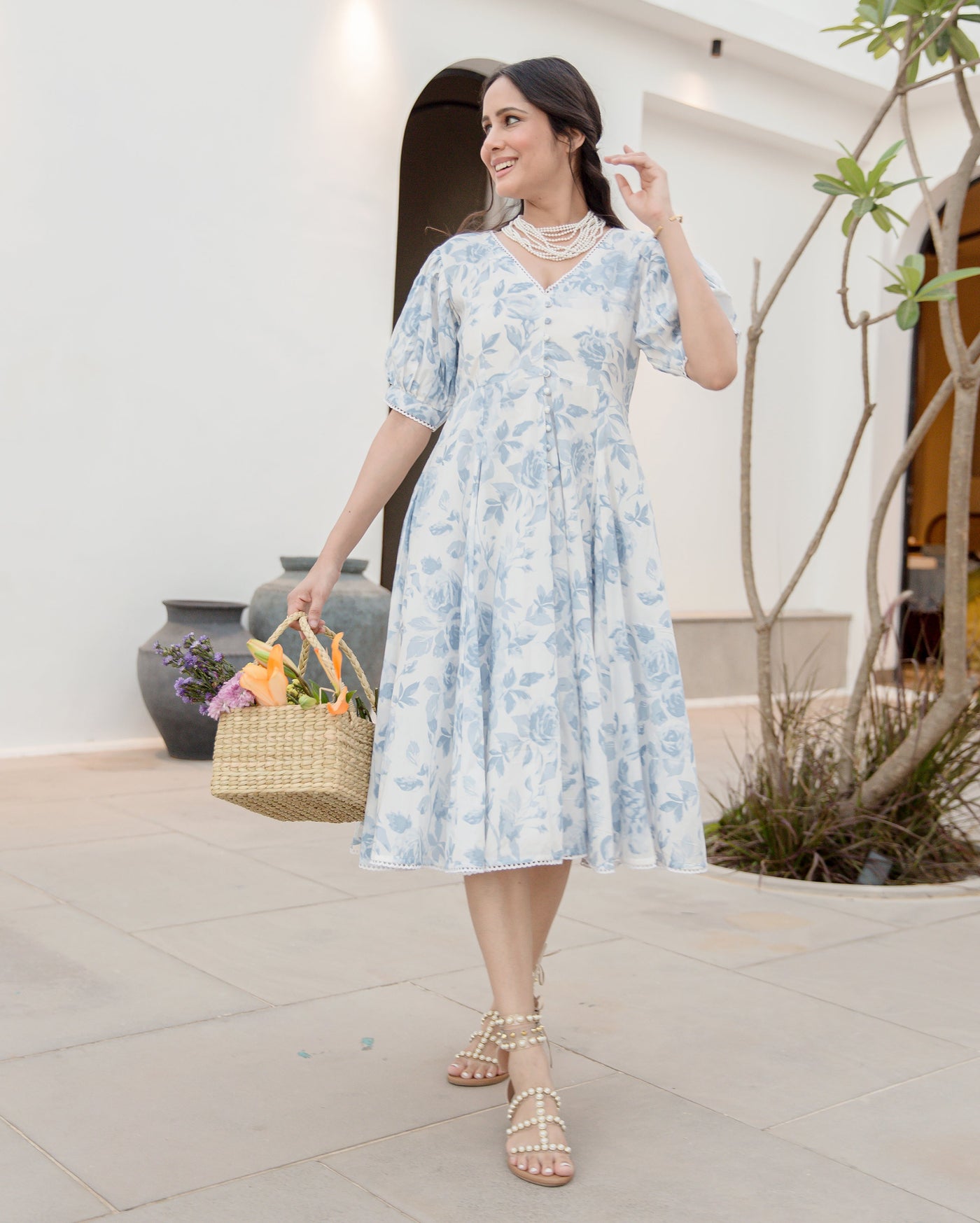 Sugar Plum White Cotton Printed Dress