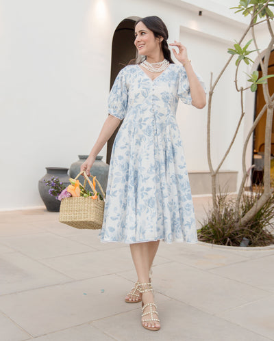 Sugar Plum White Cotton Printed Dress