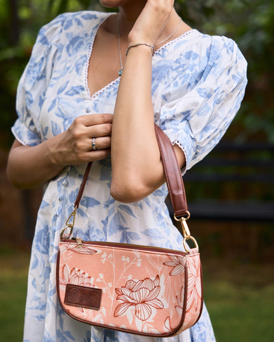 Mira Peach Baguette Bag