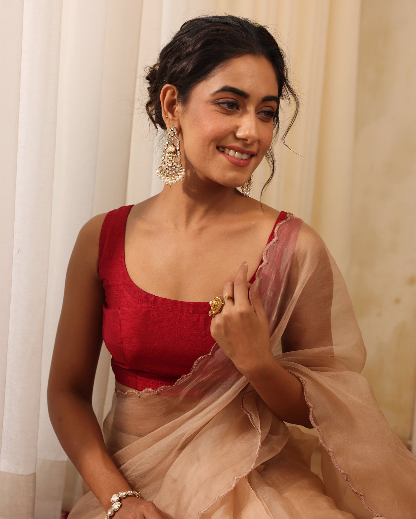 Aabha Maroon Silk Blouse 