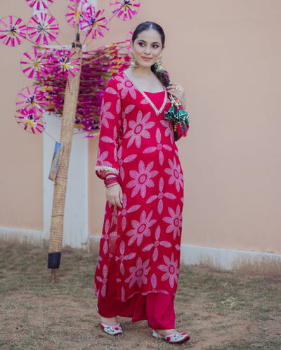Sudha Pink Bandhani Chinon Kurta Set