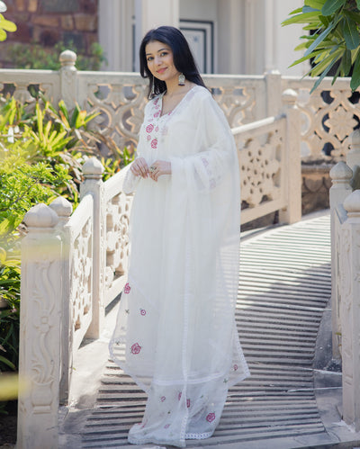 Fairy Dust White Embroidered Cotton Suit Set