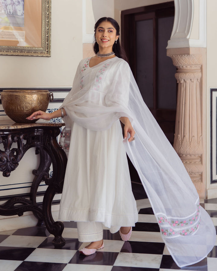 Rizz White Embroidered Cotton Suit Set