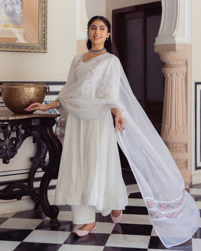 Rizz White Embroidered Cotton Suit Set