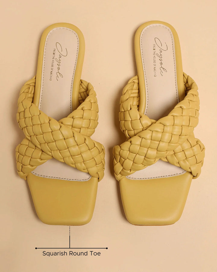 Blazing Yellow Braided Flats