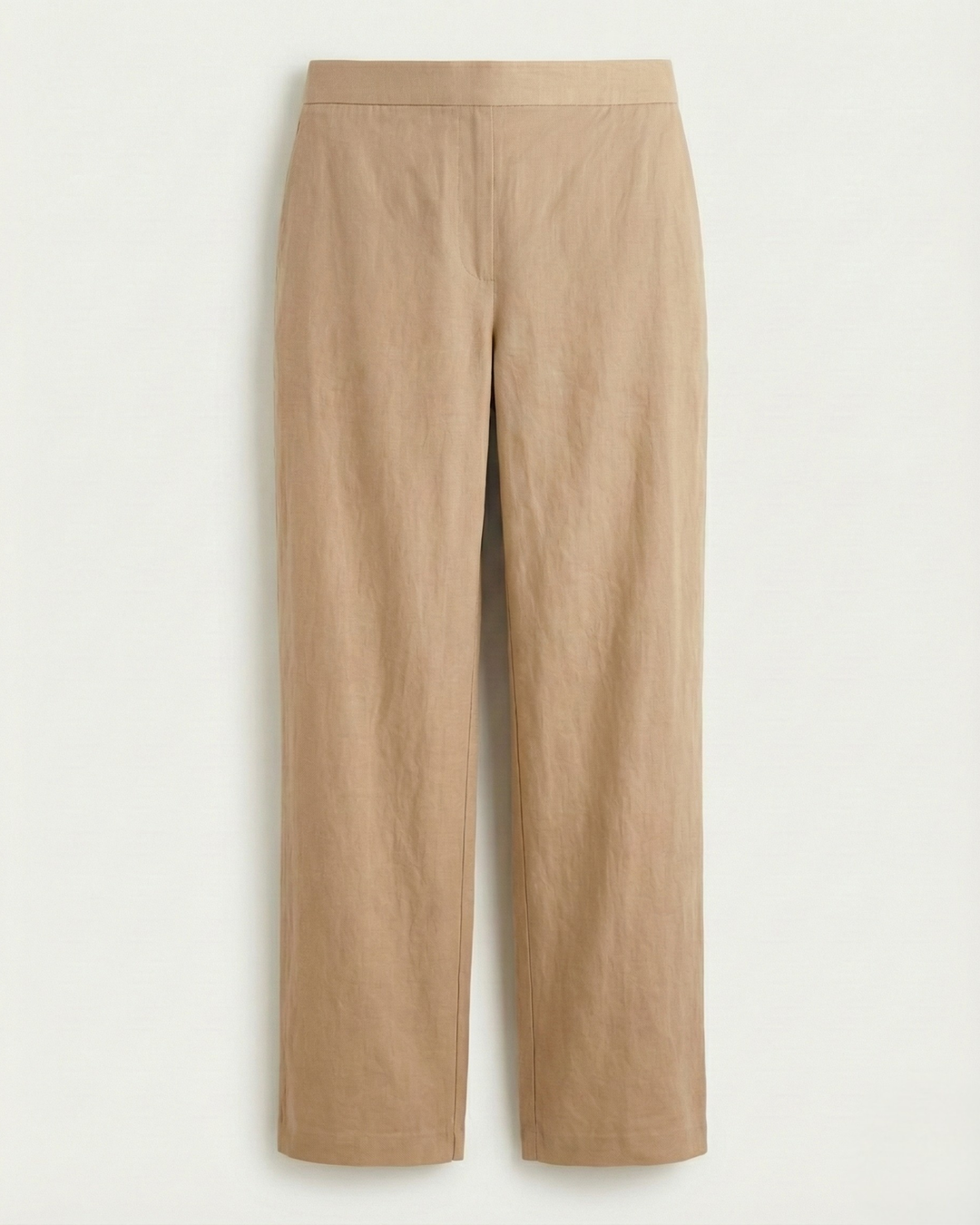Elena Light Creamish Brown Linen Straight Pants