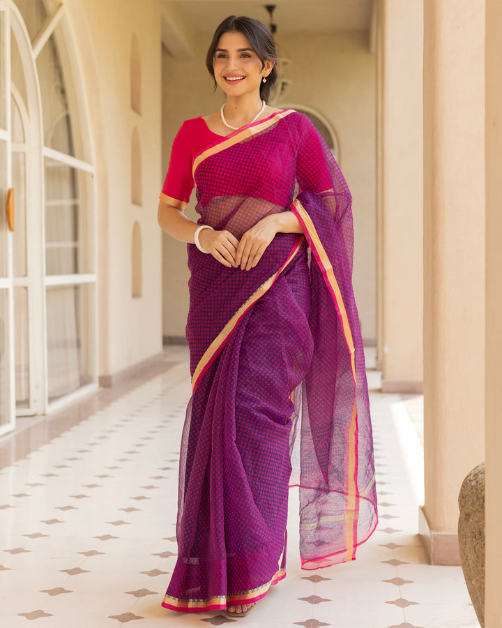 Bloom Purple Doria Bandhej Saree