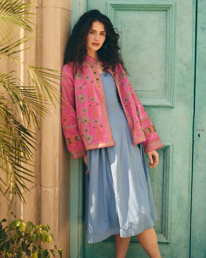 Rosette Pink Velvet Suzani Jacket