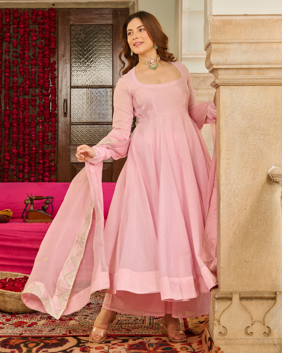 Magnolia Light Pink Solid Chanderi Suit Set