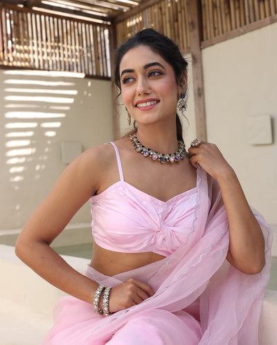 Saanjh Pink Satin Blouse
