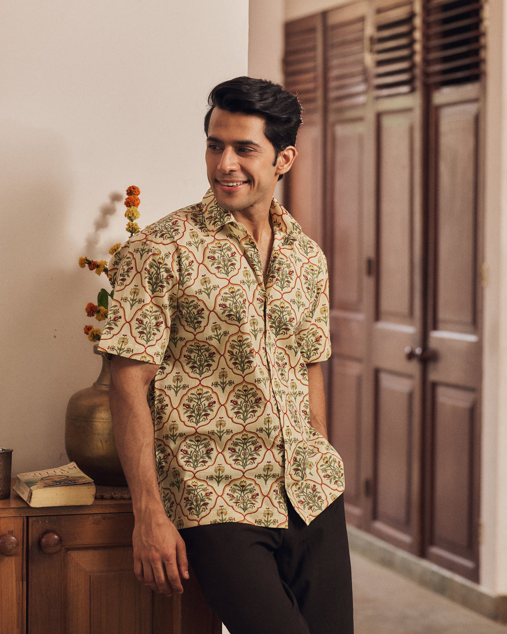 Ruhan Yellow Printed Cotton Shirt