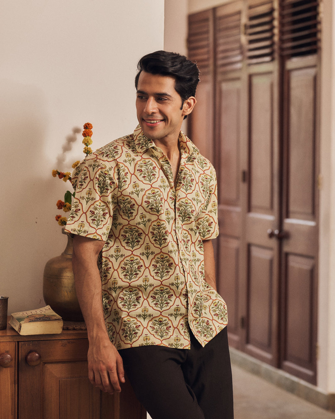 Ruhan Yellow Printed Cotton Shirt